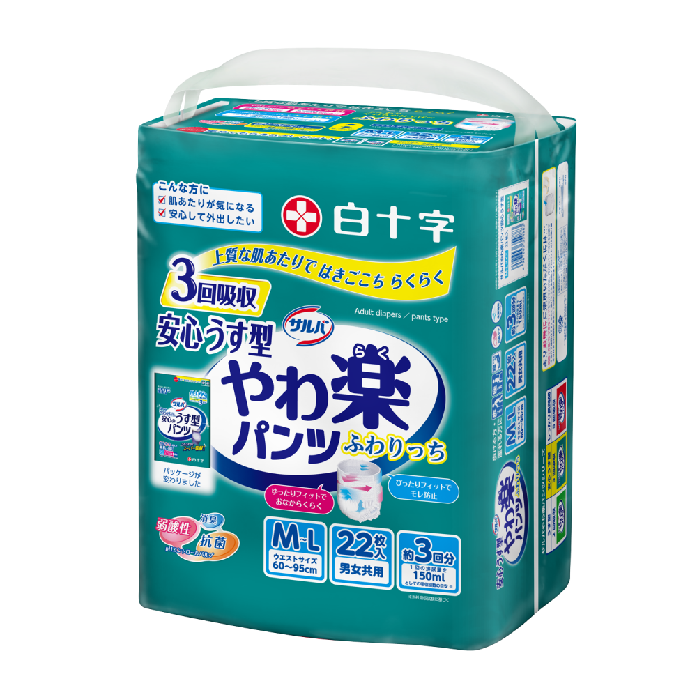 日本喜舒樂 成人紙尿褲 輕巧型 中碼 (22片/包)